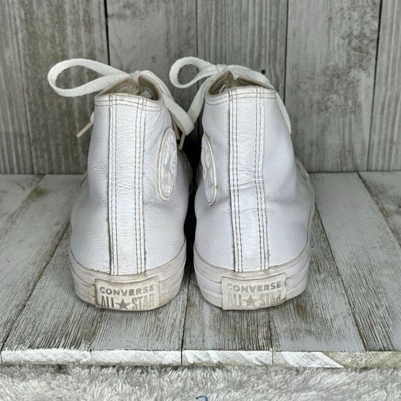 Converse Chuck Taylor All Star White Leather High Tops Sneakers Mens Size 6.5 Wo - Picture 6 of 8